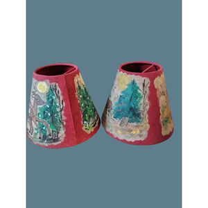 Hand-Painted Rustic Wildlife Lampshades-Deer/Bear Forest Scene Cabin Lodge Decor
